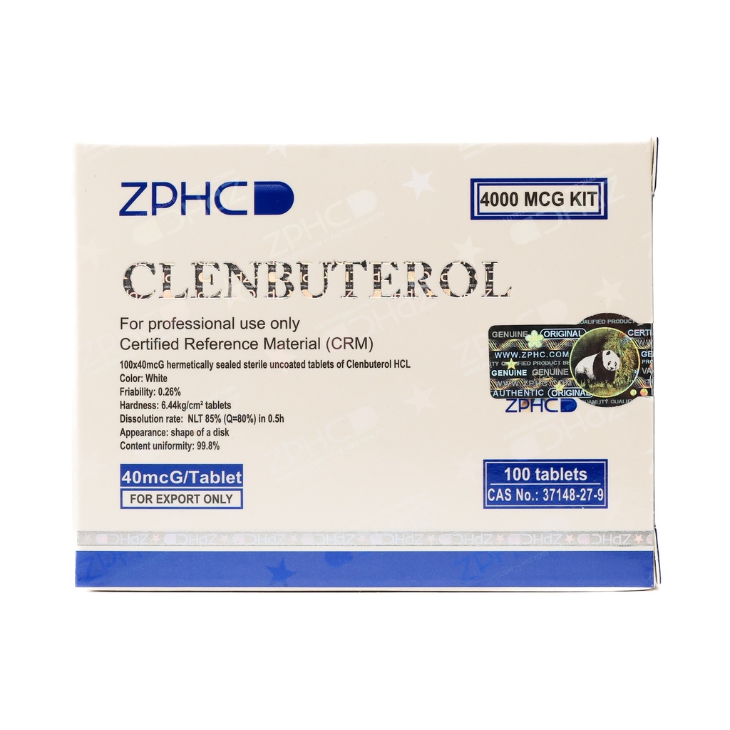 [002140106] Clenbuterole - 40 MCG / pill - 100 Tablets Blisters Box  - ZPHC PHARMA