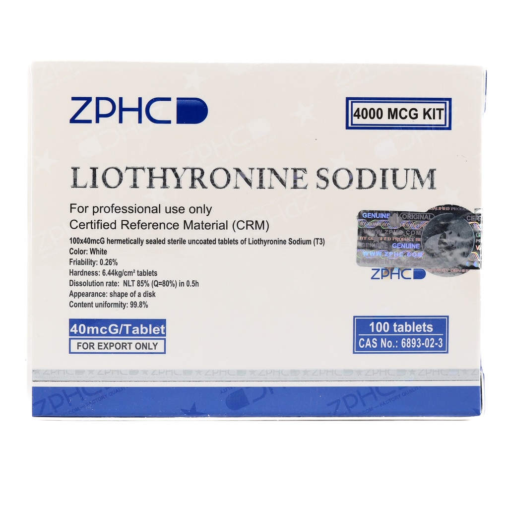 [002140147] LIOTHYRONINE SODIUM (T3) - 40 MCG / pill - 100 Tablets Blisters Box  - ZPHC PHARMA