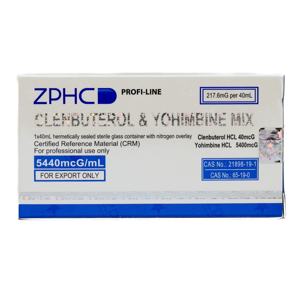 [002050151] CLENBUTEROLE 40mcg  & YOHMBINE 5400mcg - MIX Injection - 5.44 MG / ML - 40 ML VIAL - ZPHC PHARMA