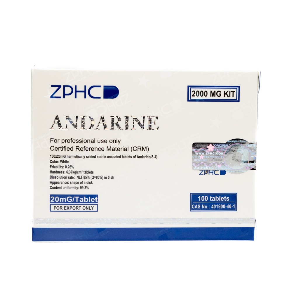 [002140186] ANDARINE-20MG - Sarm s4 - 20 MG / pill  - 100 Tablets Blisters Box  - ZPHC PHARMA